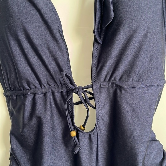 CUPSHE Navy Blue Halter One Piece Swimsuit, Size L - Picture 6 of 15